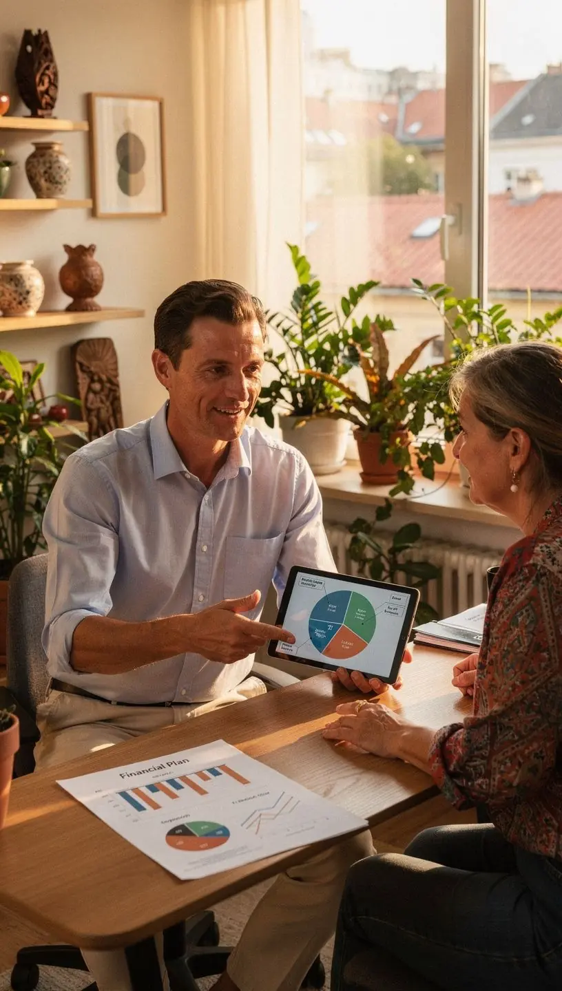 Grafikonok és pénzügyi diagramok megjelenítése egy digitális prezentációban, oktatási célokra.